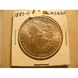CHOICE ON EIGHT: Morgan uncirculated silver dollars: 1883 O MS 63 (3)