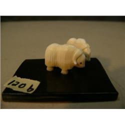 CHOICE ON 3: Group of two ivory musk oxen mounted on baleen by Robert Kokuluk from King Island (2)