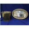 Image 1 : Ornate convex glass picture frame and brass bucket (241)