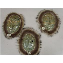 Lot of 3 Michael Scott Soapstone Masks 10" 9" 8"  (2)