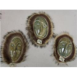 Lot of 3 Michael Scott Soapstone Masks 10" 9" 8"  (2)