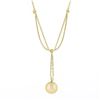 Image 6 : 18k Gold 0.12 ctw Bezel Diamond Golden Pearl Dangle Dual Cable Link Chain Neckla