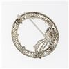Image 4 : Antique Art Deco 14k White Gold Filigree Circle Wreath Floral Ribbon Brooch Pin