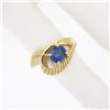Image 3 : 14k Gold 0.80 ctw Oval Sapphire Solitaire Polished Grooved Open Loop Bypass Ring