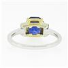 Image 7 : New 18K TT Gold GIA Ceylon Sapphire & Baguette Diamond 3 Stone Engagement Ring