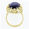 Image 8 : Vintage 18k Gold Elongated Oval Synthetic Alexandrite Solitaire Textured Ring