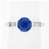 Image 2 : Vintage Platinum 1.48 ctw Round Sapphire Solitaire Diamond 3 Stone Engagement Ri