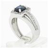 Image 8 : Fredric Sage 18k White Gold Round Sapphire Solitaire Pave Diamond Halo Band Ring