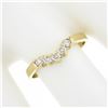 Image 3 : NEW 14k Yellow Gold .26 ctw Round Prong Diamond Curved Stackable Wedding Band Ri