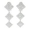 Image 1 : 18k White Gold 6 ctw Pave VVS E Diamond Graduated Drop Square Dangle Earrings