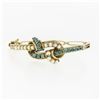 Image 1 : Vintage 14K Yellow Gold Turquoise Beads & Pearl Double Knot Open Bangle Bracelet