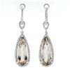 Image 1 : 14K White Gold Smoky Quartz & .48 ctw Diamond Halo Day Night Hoop Dangle Earring
