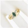 Image 3 : 14k Gold 0.66 ctw Marquise Emerald w/ Baguette Channel Diamond Engagement Ring