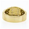 Image 7 : Unisex 14K Gold 0.60 ctw Round Diamond Grooved Channel Brushed Wide Band Ring