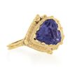 Image 5 : Vintage Victorian Revival 14k Gold Dual Amethyst Bead Work Twin Heart Dome Ring