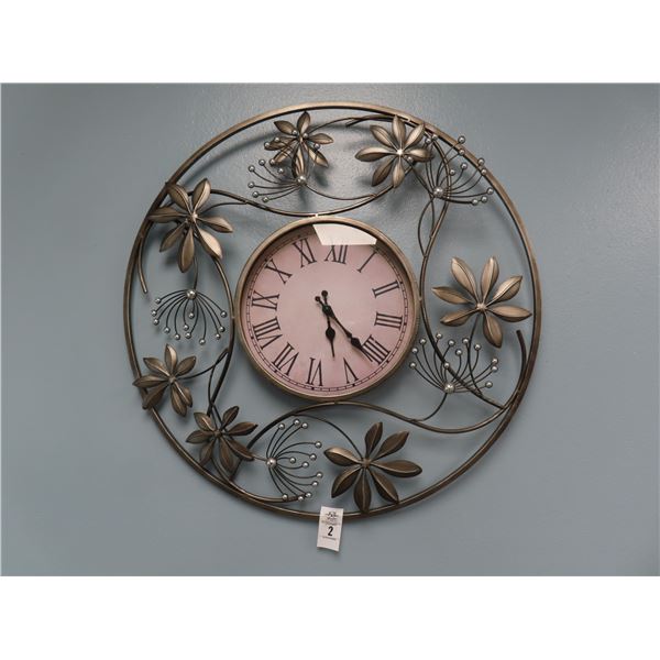Round Floral Ornamental Iron Wall Clock
