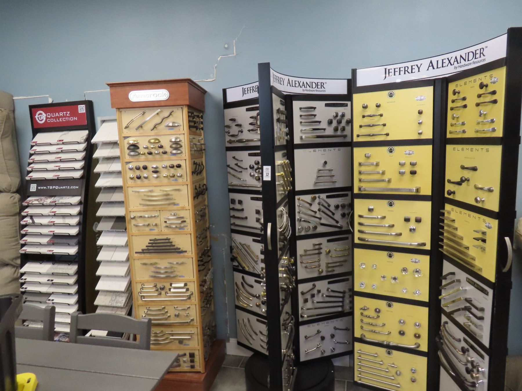 Pulls, Sample Displays, Tile Samples In Room