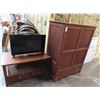 Image 1 : Mahogany Armoire Hall Cabinet, Small LED TV