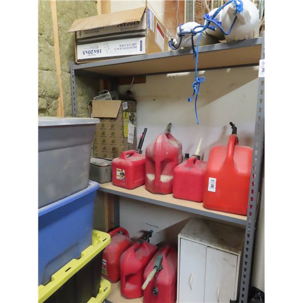 Gas Cans, Boat Bumpers, Air Filters On Shelf