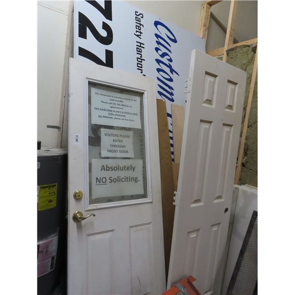 Sculptured Doors - One w/Window, Signs, Wood Scraps