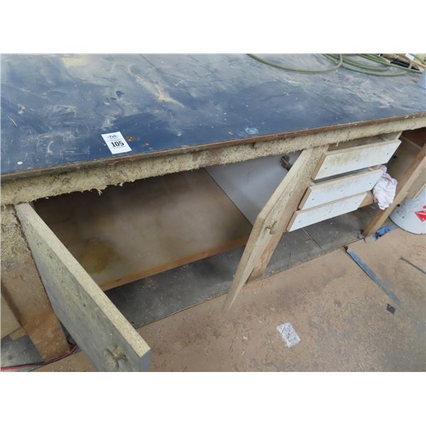 Approx. 10' Work Table w/Cabinet Storage