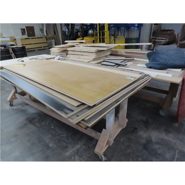 Wooden Approx.  4'  X  8'  Work Tables w/Plywood Cuts