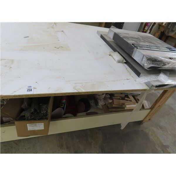 Approx.  4'  X  8'  Rolling Work Table w/Supplies