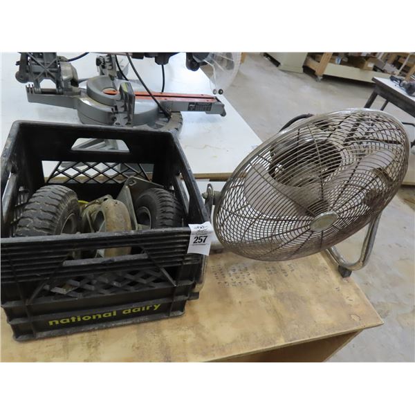 Crate w/Casters and Small Drum Fan