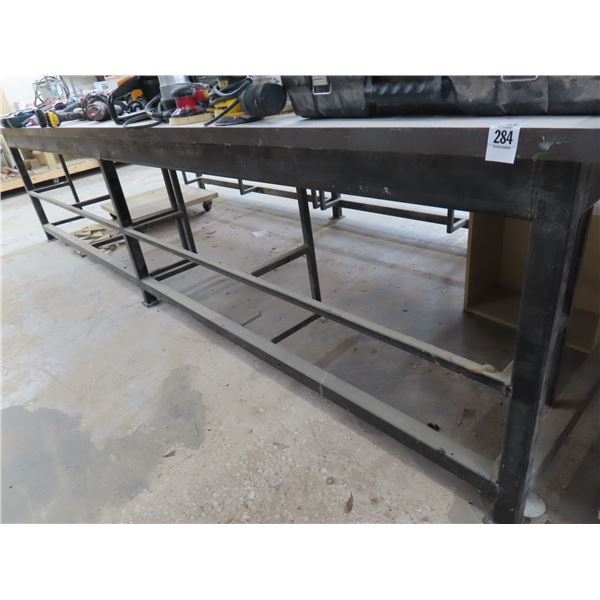 Approx.  4'  X  12'  Metal Base Heavy Duty Work Table
