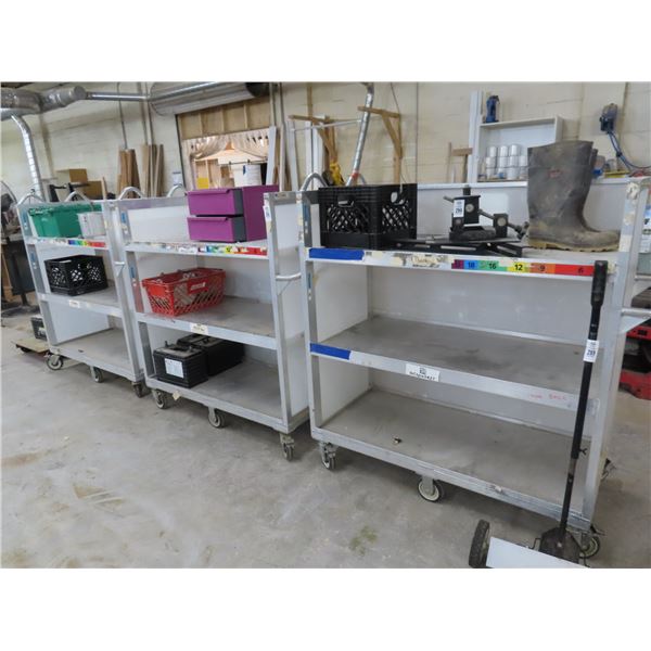 3-Alum.  3 Shelf Storage Carts - 3 X $