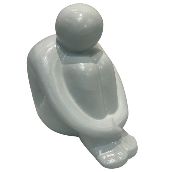 Painted Terracotta Mold Of A Man Sitting