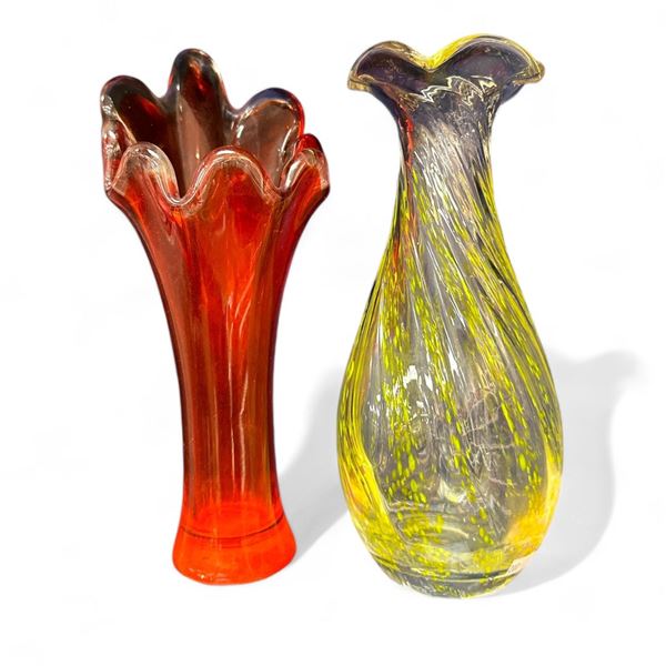 Pair Of Art Glass Vases