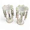 Image 2 : Pair Of Vintage Victorian Hand Painted White Luster Lamps