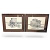 Image 1 : Pair Of Vintage Framed Roy Gene Franks Pencil Sketch Prints