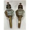 Image 1 : Pair Of Vintage Brass Carriage Lamps With Bevelled Glass