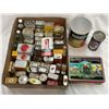 Image 1 : Box Full Of Vintage Cans, Oilers, Tins - Nabob, Texaco, Etc..