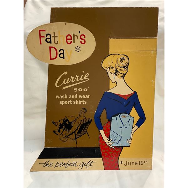 Vintage Fathers Day Currie Wash And Wear Sport Shirts Countertop Cardboard Display