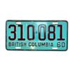 Image 1 : 1960 British Columbia License Plate
