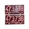Image 1 : Pair Of 1962 British Columbia License Plates