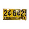 Image 1 : 1949 British Columbia License Plate