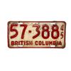 Image 1 : 1945 British Columbia License Plate