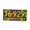 Image 1 : 1940 British Columbia License Plate