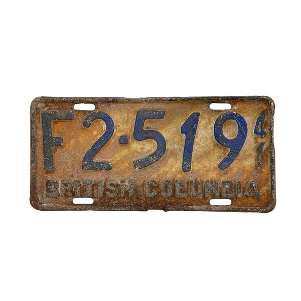 1941 British Columbia License Plate