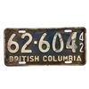 Image 1 : 1942 British Columbia License Plate