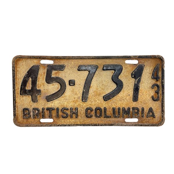 1943 British Columbia License Plate