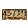 Image 1 : 1943 British Columbia License Plate