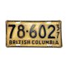 Image 1 : 1937 British Columbia License Plate
