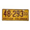 Image 1 : 1933 British Columbia License Plate