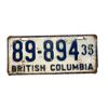 Image 1 : 1935 British Columbia License Plate