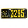 Image 1 : 1920 British Columbia License Plate